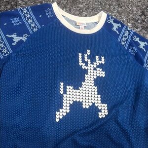 Blue and Cream Reindeer Sweater
